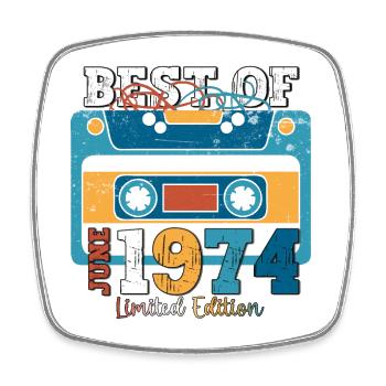 49 Birthday Man Cassette June Year 1974 - Square fridge magnet - white - Front