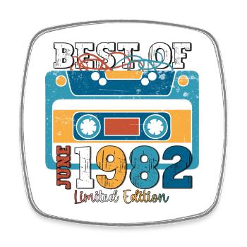 41st Birthday Man Cassette Juin 1982 - Magnet carré - blanc - Devant