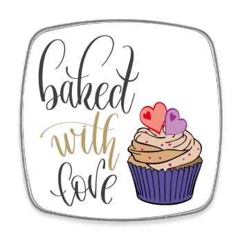 backen mit Liebe - Viereckiger Kühlschrankmagnet - Weiß - Vorne