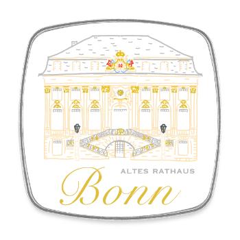 Ancien hôtel de ville de Bonn - Magnet carré - blanc - Devant