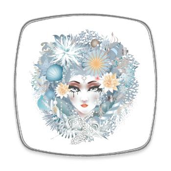 Mermaid portrait in cool pastel colors - Square fridge magnet - white - Front