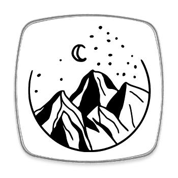BERGE IM KREIS gezeichnet - Viereckiger Kühlschrankmagnet - Weiß - Vorne