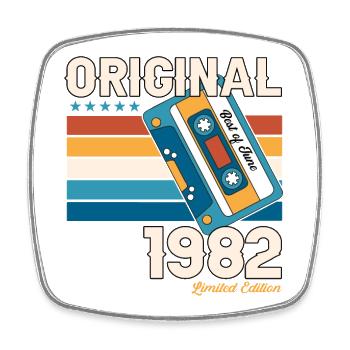 41st Birthday Man June Vintage 1982 Cassette - Magnet carré - blanc - Devant