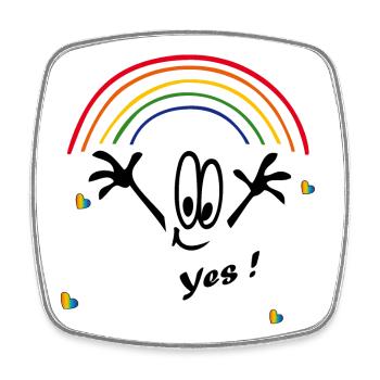 yes, rainbow colors, rainbow - Square fridge magnet - white - Front