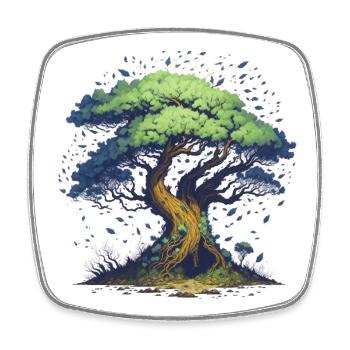 Bonsai - Viereckiger Kühlschrankmagnet - Weiß - Vorne