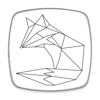 Fuchs im ORGAMI style Liniar - Viereckiger Kühlschrankmagnet - Weiß - Vorne