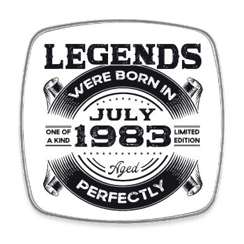 40th Birthday Man Legendary July Born 1983 - Square fridge magnet - white - Front