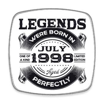 25th Birthday Man Legendary July Vintage 1998 - Square fridge magnet - white - Front