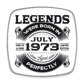 50th Birthday Man Legendary July Born 1973 - Square fridge magnet - white - Front