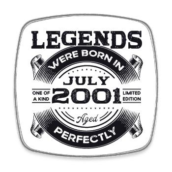 22nd Birthday Man Legendary July Vintage 2001 - Magnet carré - blanc - Devant