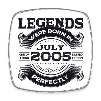 18ème Anniversaire Homme Légendaire Juillet Millésime 2005 - Magnet carré - blanc - Devant