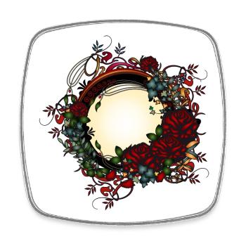 zeitlos schönes Rosengarten Jugendstil Ornament - Viereckiger Kühlschrankmagnet - Weiß - Vorne