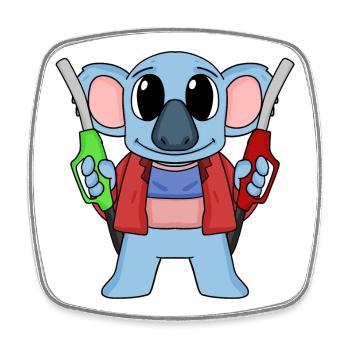 Gas station attendant Koala gas station - Square fridge magnet - white - Front