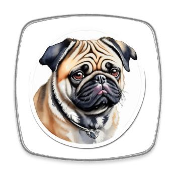 Mops - Viereckiger Kühlschrankmagnet - Weiß - Vorne