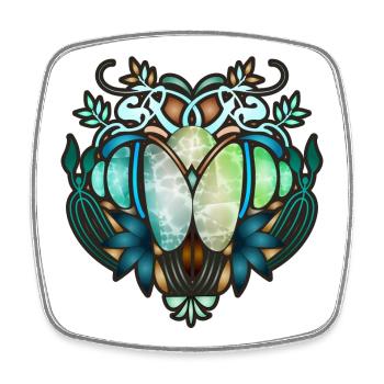 Jugendstil Ornament in transparenter Glas Optik - Viereckiger Kühlschrankmagnet - Weiß - Vorne