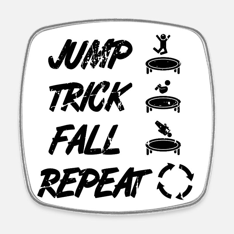 Jump Trick Fall Repeat - Viereckiger Kühlschrankmagnet - Weiß
