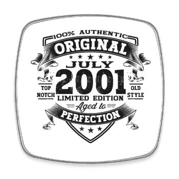 22nd Birthday Man Original July Vintage 2001 - Magnet carré - blanc - Devant