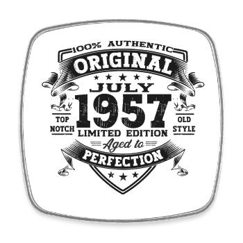 66th Birthday Man Original July Year 1957 - Square fridge magnet - white - Front
