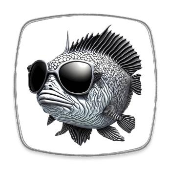 Gros poisson avec des lunettes de soleil - Magnet carré - blanc - Devant