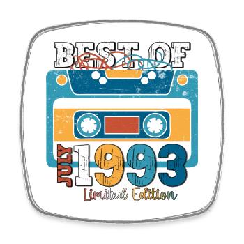 30. Geburtstag Mann Juli Jahrgang 1993 Kassette - Viereckiger Kühlschrankmagnet - Weiß - Vorne