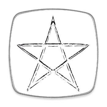 Pentagramm Stern - Viereckiger Kühlschrankmagnet - Weiß - Vorne
