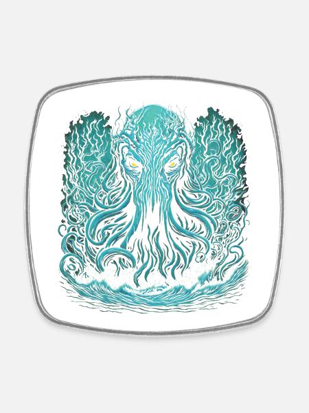 Cthulhu - Viereckiger Kühlschrankmagnet - Weiß