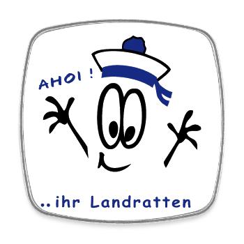 Ahoi ihr Landratten, Matrose - Viereckiger Kühlschrankmagnet - Weiß - Vorne