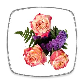 Bouquet de roses à la lueur lavande - Magnet carré - blanc - Devant