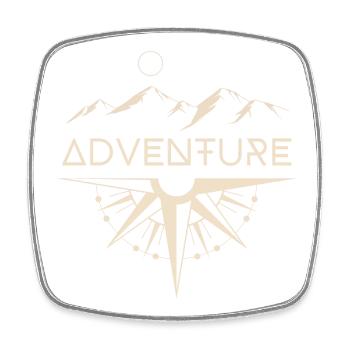 Adventure Mountains Compass - Square fridge magnet - white - Front