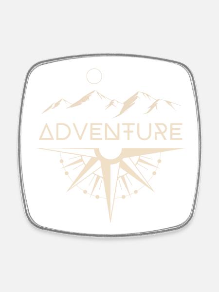 Adventure Mountains Compass - Square fridge magnet - white