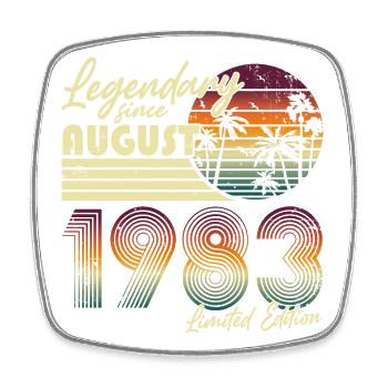 August 1983 Vintage Vintage Birthday Retro - Square fridge magnet - white - Front