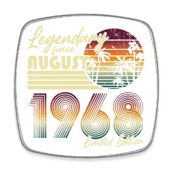 August 1968 Vintage Vintage Birthday Retro - Square fridge magnet - white - Front