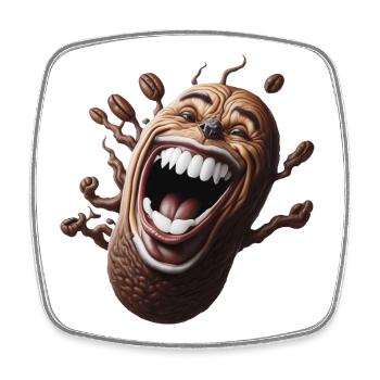 Glückliche Kaffeebohne - Viereckiger Kühlschrankmagnet - Weiß - Vorne