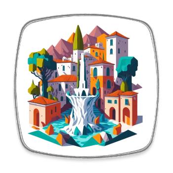 Place du village andalou - Magnet carré - blanc - Devant