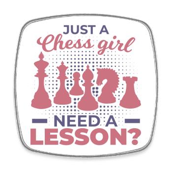 Chess Girl - Square fridge magnet - white - Front