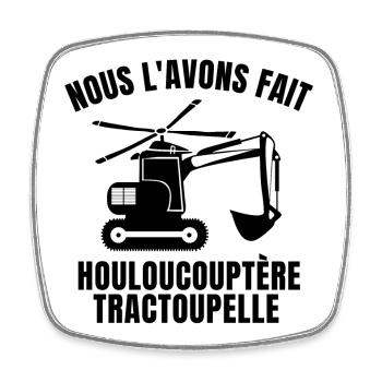tractopelle, pelleteuse, chef de chantier - Magnet carré - blanc - Devant