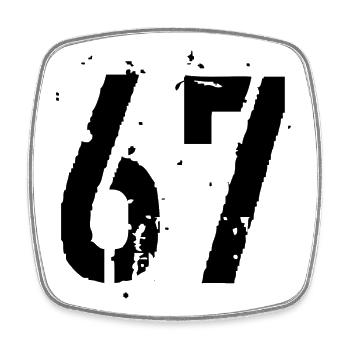 Nombre 67 - Magnet carré - blanc - Devant