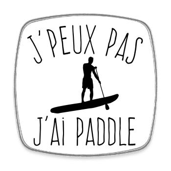 J'peux pas j'ai paddle - Sports nautiques - Magnet carré - blanc - Devant