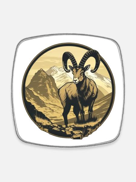 Steinbock - Viereckiger Kühlschrankmagnet - Weiß
