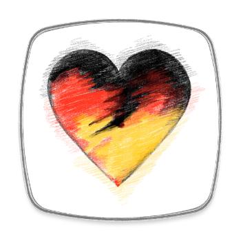Deutschland Herz National Flagge in Herzform - Viereckiger Kühlschrankmagnet - Weiß - Vorne