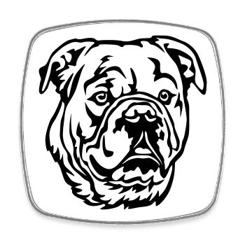Continental Bulldog Kopf - Viereckiger Kühlschrankmagnet - Weiß - Vorne