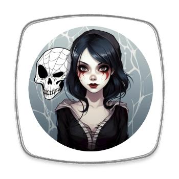 Gothic Mädchen - Viereckiger Kühlschrankmagnet - Weiß - Vorne