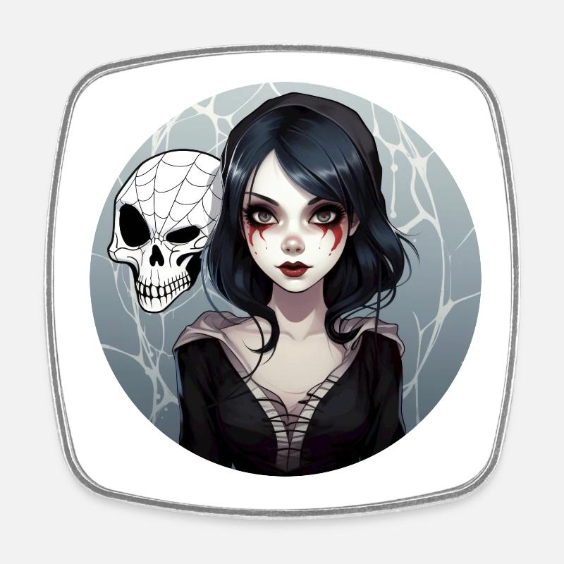 Gothic Mädchen - Viereckiger Kühlschrankmagnet - Weiß