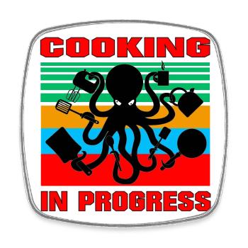 Oktopus Koch - Viereckiger Kühlschrankmagnet - Weiß - Vorne