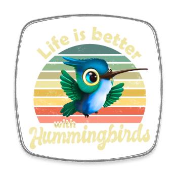 Hummingbird - Square fridge magnet - white - Front