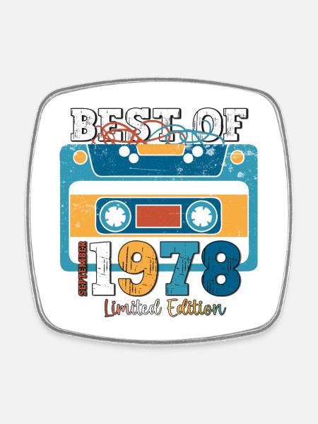 45. Geburtstag September Jahrgang 1978 Kassette - Viereckiger Kühlschrankmagnet - Weiß