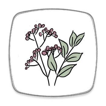 Feuilles et baies - Magnet carré - blanc - Devant