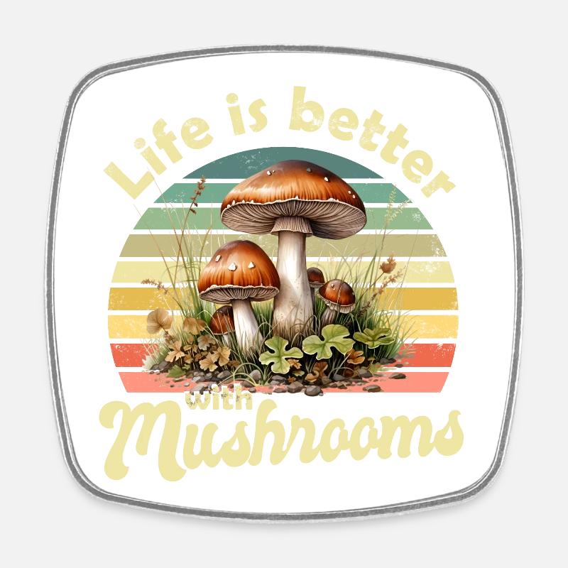 Pilz Pilze - Viereckiger Kühlschrankmagnet - Weiß