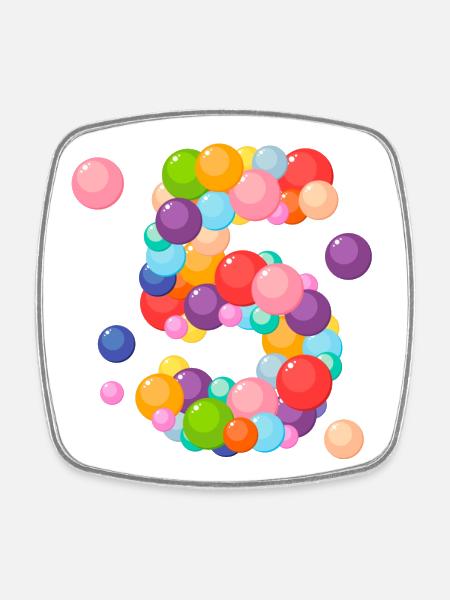 I am 5 years old, birthday 5 years, 5 years old - Square fridge magnet - white