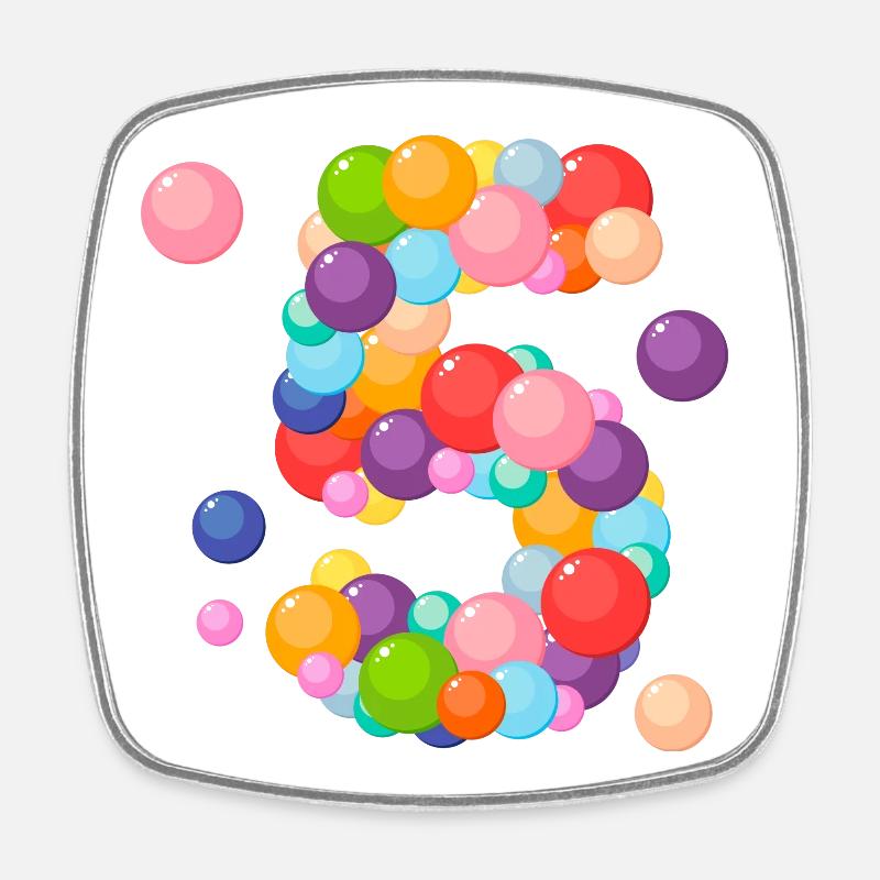 I am 5 years old, birthday 5 years, 5 years old - Square fridge magnet - white
